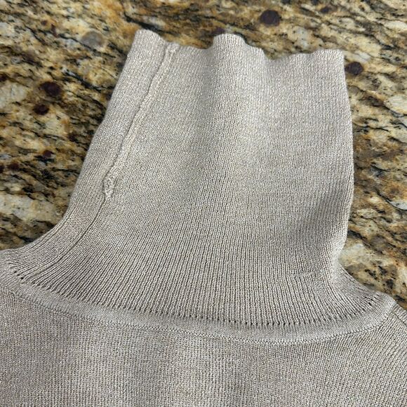 Chico’s Oatmeal Color Metallic Shimmer Turtleneck Pullover Sweater Size XL - Picture 5 of 11